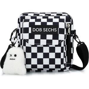 Women's Black White Small Cell Phone Purse Crossbody Wallet Single Shoulder Bag